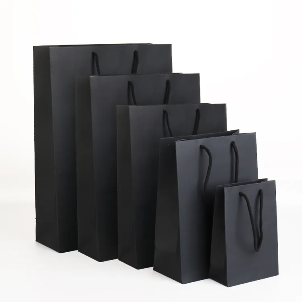 Black Kraft Paper Bags With Rope Handles With Your Own Logo2