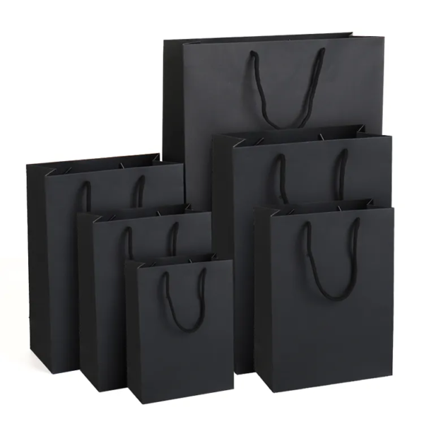 Black Kraft Paper Bags With Rope Handles With Your Own Logo3
