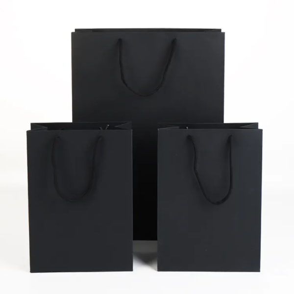 Black Kraft Paper Bags With Rope Handles With Your Own Logo4